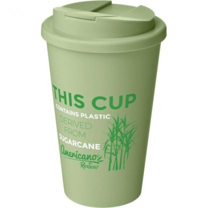 Mug Double Paroi En Bioplastique Avec Couvercle Anti Déversement 350ml Vert D'eau