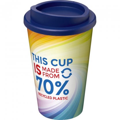 Mug Double Paroi En Plastique Recyclé 350ml Couvercle Bleu Marine