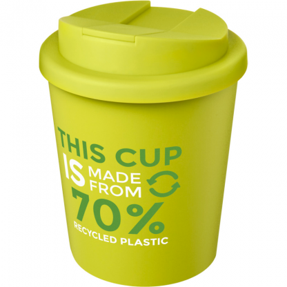 Mug Double Paroi En Plastique Recyclé Avec Couvercle Anti Déversement 250ml Citron Vert Avec Marquage