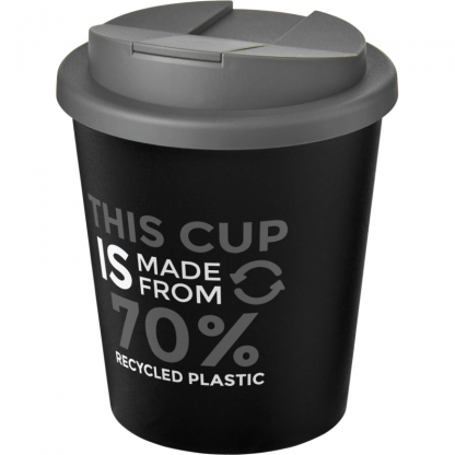 Mug Double Paroi En Plastique Recyclé Avec Couvercle Anti Déversement 250ml Couvercle Gris Avce Marquage