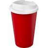 Mug Double Paroi En Plastique Recyclé Avec Couvercle Anti Déversement 350ml Rouge Couvercle Blanc