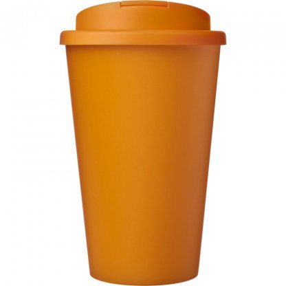 Mug Double Paroi En Plastique Recyclé Avec Couvercle Anti Déversement 350ml Tout Orange