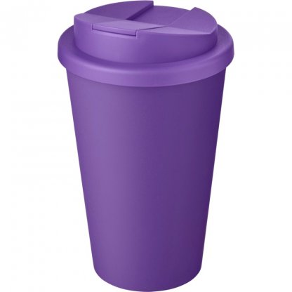 Mug Double Paroi En Plastique Recyclé Avec Couvercle Anti Déversement 350ml Violet