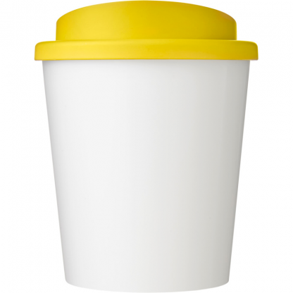 Mug Quadri Double Paroi En Plastique Recyclé 250ml Couvercle Jaune De Face