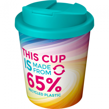 Mug Quadri Double Paroi En Plastique Recyclé Avec Couvercle Anti Déversement 250ml Couvercle Turquoise