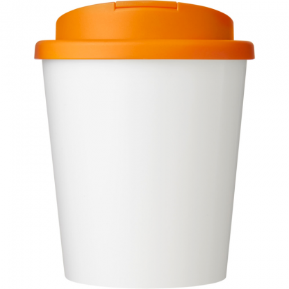 Mug Quadri Double Paroi En Plastique Recyclé Avec Couvercle Anti Déversement 250ml Orange De Face