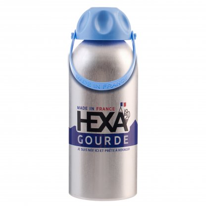 Gourde Française En Aluminium Recyclé 630ml HEXAGOURDE Bleu Avec Marquage