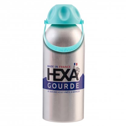 Gourde Française En Aluminium Recyclé 630ml HEXAGOURDE Turquoise Avec Marquage