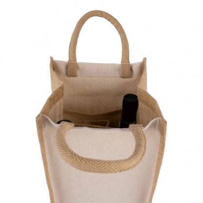 Sac 4 Bouteilles En Toile De Jute Et Coton KERALA Intérieur