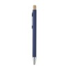 Stylo à Bille En Aluminium Recyclé à Bouton Poussoir Bambou BERGAMO Bleu Marinde De Côté Stylo à Bille En Aluminium Recyclé à Bouton Poussoir Bambou BERGAMO Bleu Marinde De Côté