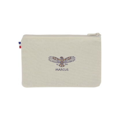 Petite Pochette De Voyage En Coton Recyclé 250g ANDRÉE Marquage Quadri Sans Blanc