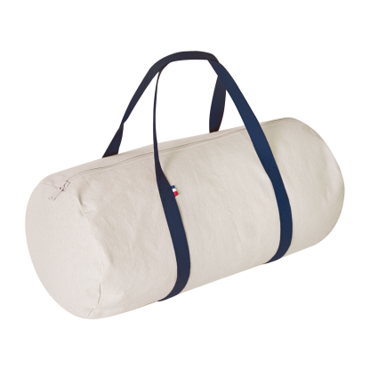 Sac Polochon En Coton Recyclé 250g 50x23cm LÉON Bleu Marine Anses Poignée