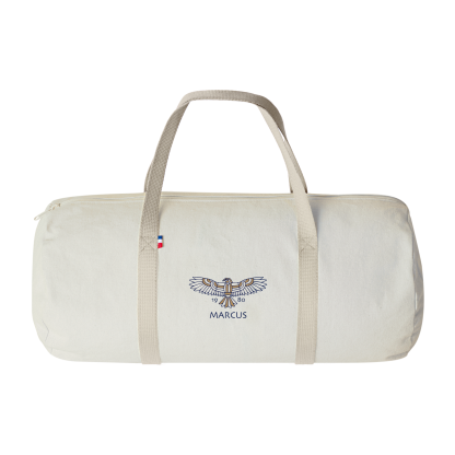 Sac Polochon En Coton Recyclé 250g 50x23cm LÉON Naturel Quadri Basic