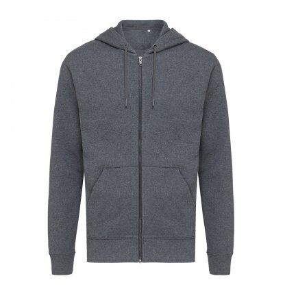 Sweat à Capuche Mixte Avec Zip En Coton Bio Et Recyclé 340g ABISKO Anthracite Non Teinté De Face