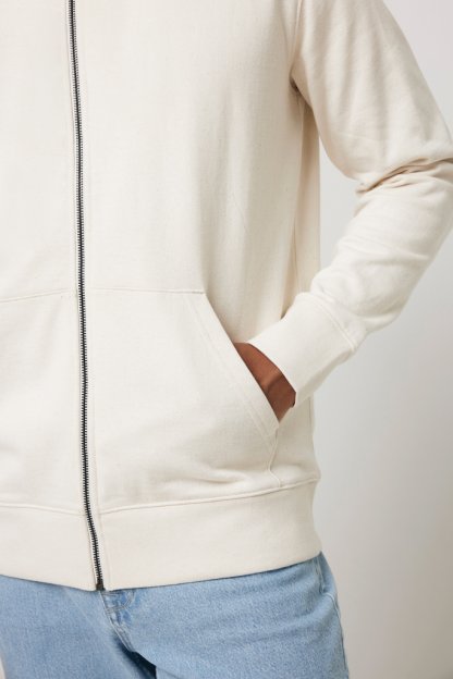 Sweat à Capuche Mixte Avec Zip En Coton Bio Et Recyclé 340g ABISKO Naturel Détail Poche