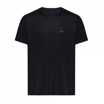 T Shirt Sport Mixte En Polyester Recyclé 150g TIKAL Noir Avec Marquage