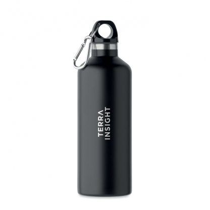 Bouteille Double Paroi En Inox Recyclé 500ml CARABI Noir Avec Marquage