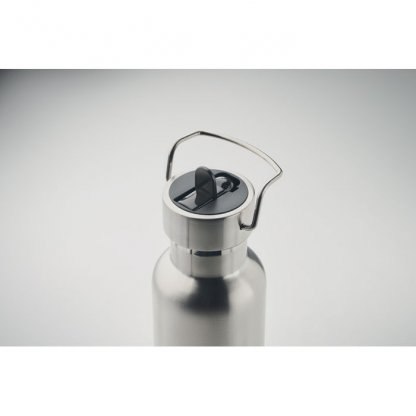 Bouteille Double Paroi En Inox Recyclé Avec Paille Intégrée 660ml RIFLOW Argent Zoom Bouton