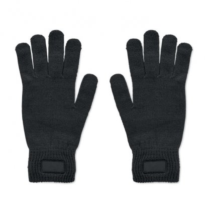 Gants Tricotés Avec Patch En PET Recyclé HANDNIT Noir Photo Principale