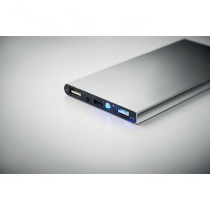 Powerbank En Aluminium Recyclé 8000mAh POWERFLAT8C Gris Détail Lumineux