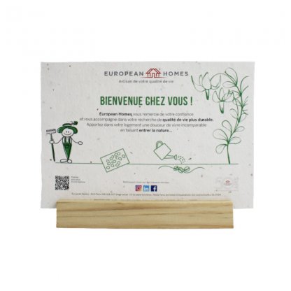 Support En Bois POSEO Avec Marquage Quadri Sur Papier Graines