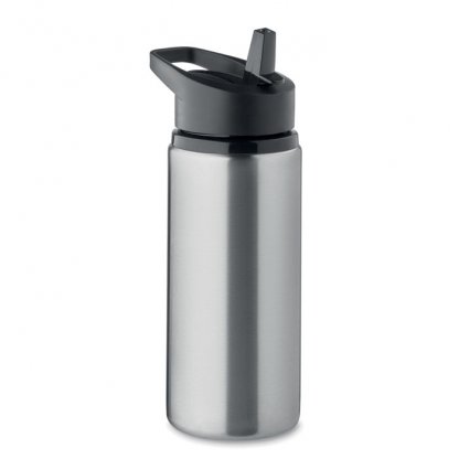 Bouteille Avec Paille Intégrée En Inox Recyclé 500ml SPOT Gris Photo Principale