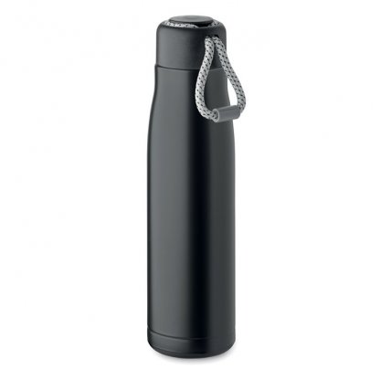 Bouteille Double Paroi En Inox Recyclé Avec Poignée Corde 500ml CORDLE Noir Photo Principale