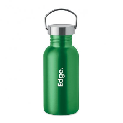 Bouteille En Inox Recyclé Avec Poignée 500ml FLORENCE SING Vert Avce Marquage