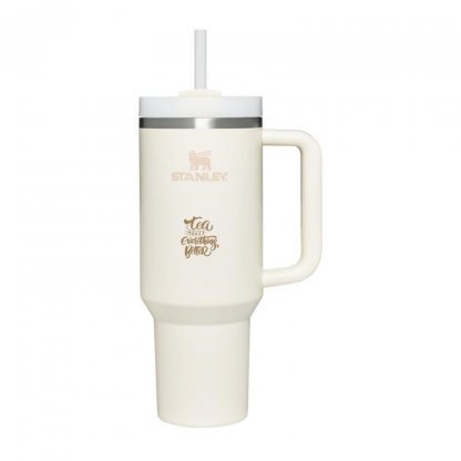 Mug Double Paroi En Inox Recyclé 1200ml STANLEY Crème Avec Marquage