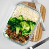 Boîte Repas En Verre Borosilicate 1000ml PURLUNCH Avec Repas Boîte Repas En Verre Borosilicate 1000ml PURLUNCH Avec Repas