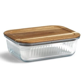 boîte repas personnalisée en verre borosilicate et bois 1000ml purlunch