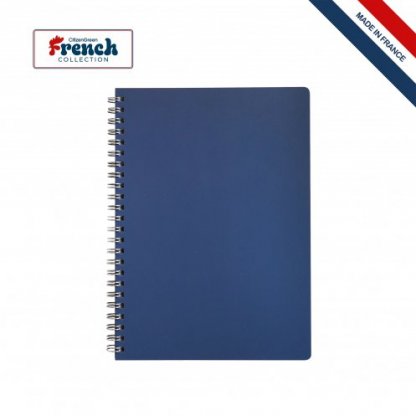 Carnet A5 En Cuir Recyclé Spirale LIBER Bleu Marine