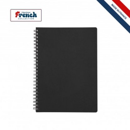 Carnet A5 En Cuir Recyclé Spirale LIBER Noir
