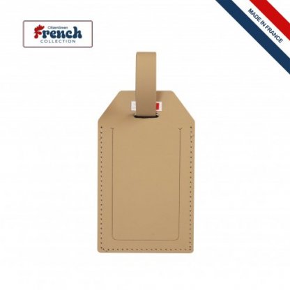 Porte étiquette Pour Bagages En Cuir Recyclé MILOU Beige