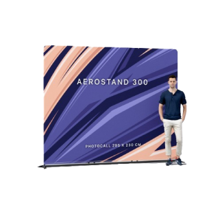 Photocall publicitaire en toile polyester recyclé - 210g - anti-feu B1 - AEROSTAND 300