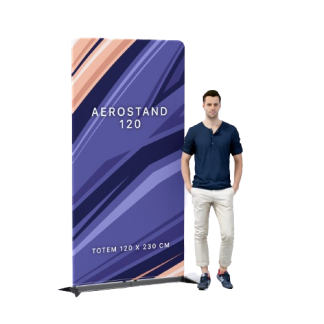 Stand publicitaire en toile polyester recyclé - 210g - anti-feu B1 - AEROSTAND 120