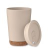 Gobelet Double Paroi Avec Base En Liège 300ml CO Beige Couvercle à Part