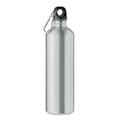 Gourde En Inox Recyclé Avec Mousqueton 750ml REBIG MOSS Argent De Face