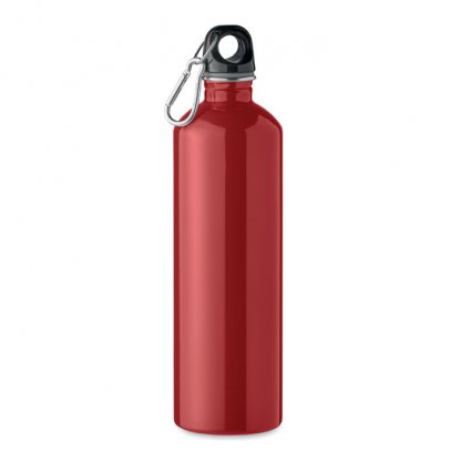 Gourde En Inox Recyclé Avec Mousqueton 750ml REBIG MOSS Rouge De Face