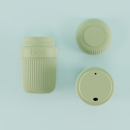 Mug Réutilisable Et Nomade Bio Sourcé 350ml BINI MUG 3 Parties Olive
