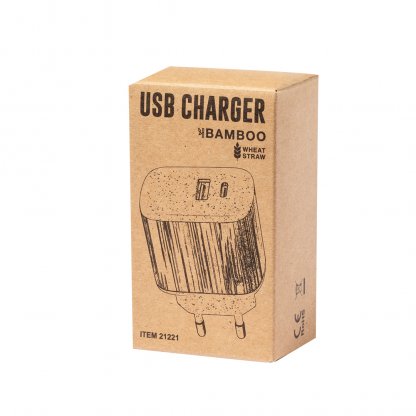 Bloc De Charge Rapide En Paille De Blé 2 Sorties USB Et USB C SUGAX Emballage