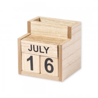 Calendrier perpétuel de bureau avec porte-crayon en bois personnalisé MDF - LAOREK