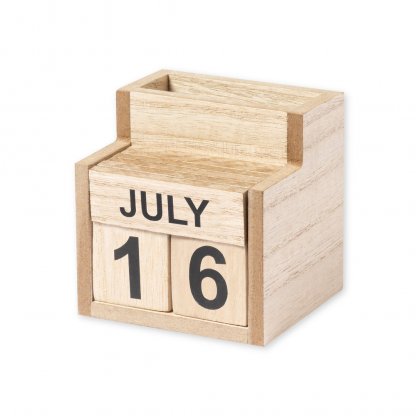 Calendrier Perpétuel De Bureau Avec Porte Crayon En Bois MDF LAOREK Photo Principale