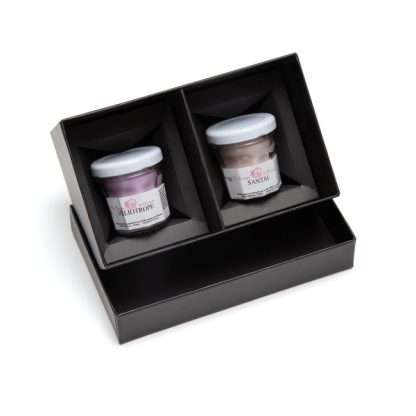 Coffret Deux Petits Pots De Bougies Parfumées 110g SET CHARROUX Avec Héliotrope Et Santal