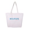 Sac Shopping Avec Fond En Coton Naturel 300g 45x35x10cm SOLIS Blanc Avec Marquage