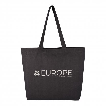 Sac Shopping Avec Fond En Coton Recyclé 150g 45x35x10cm SCAVO Noir Avec Marquage