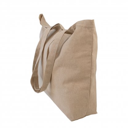 Sac Shopping Avec Fond En Coton Recyclé 220g 45x35x10cm AYA Naturel En Biais