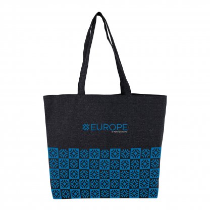 Sac Shopping Avec Fond En Coton Recyclé 220g 45x35x10cm AYA Noir Avec Marquage