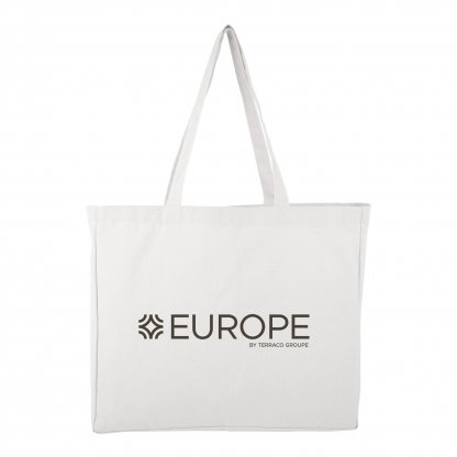 Sac Shopping En Coton Bio 240g 40x35x10cm TOKOS Blanc Avec Marquage