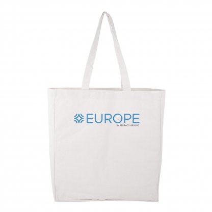 Sac Shopping En Coton Naturel 300g 37x41x10cm ANGIE Blanc Avec Marquage
